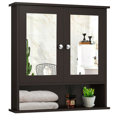 Giantex Modern Wall Cabinet Wooden Bathroom Cupboard Shelf Storage Organizer