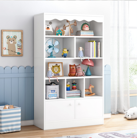 White Bookshelf Display Shelf Bookshelves Storage Cabinet Kids Bookcase Stand w