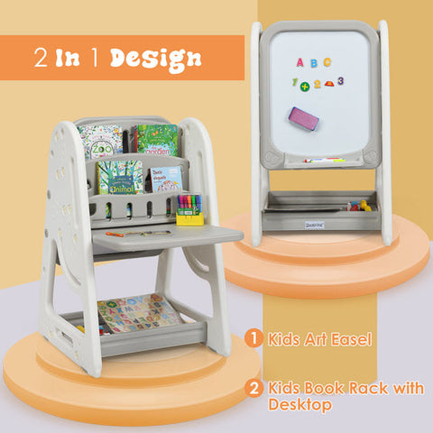 Kids Art Easel Table Chair Set 2 in 1 Child Stand Drawing Board w/Adjust Desktop