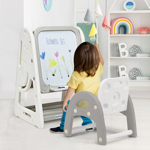 Kids Art Easel Table Chair Set 2 in 1 Child Stand Drawing Board w/Adjust Desktop