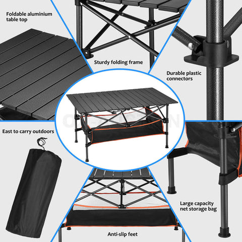 Portable Folding Camping Table Picnic Outdoor Roll-Up Aluminium BBQ Desk w/Bag
