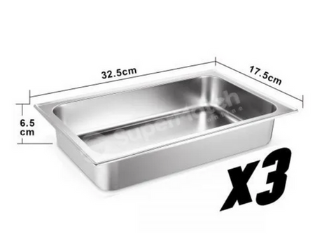 9L 3X3L Bain Marie Bow Buffet Food Warmer Pan Multi Stainless Steel Chafing Dish