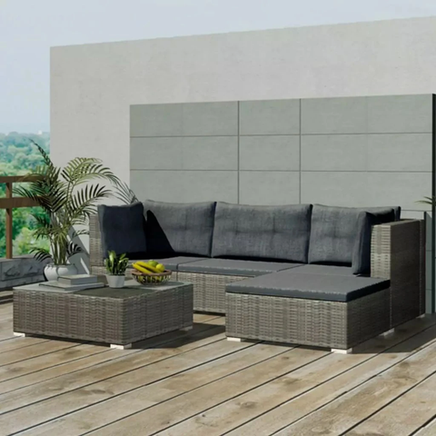 14PC PE Wicker Rattan Garden Outdoor Sofa Lounge Furniture Setting Brown/Black/Grey - Bright Tech Home