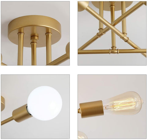NEW Modern Brass 6 Heads LED Chandelier Pendant Lighting Creative Ceiling Lights - Bright Tech Home