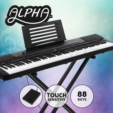 ALPHA 88 KEYS DIGITAL PIANO KEYBOARD ELECTRONIC ELECTRIC KEYBOARDS + STAND - Bright Tech Home