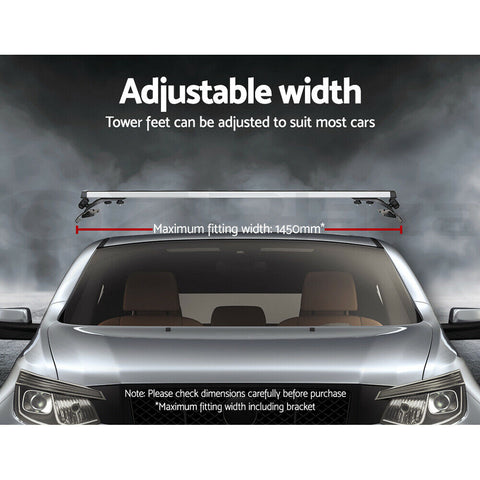 Universal Car Roof Rack Cross Bars Aluminium Silver Adjustable 145cm Brackets - Bright Tech Home