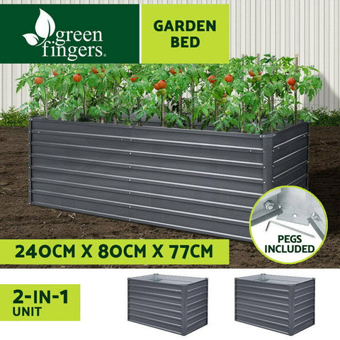 Greenfingers Garden Bed Galvanised Raised Steel Instant Planter 240X80X77CM