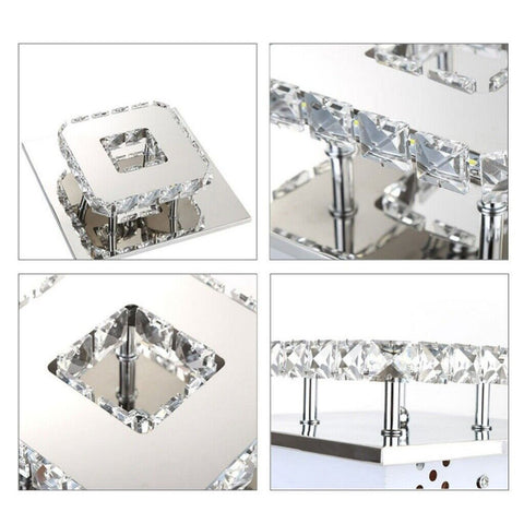 LED Ceiling Light Modern Crystal Chandelier Flush Mount Fixtures Lamp Square AU