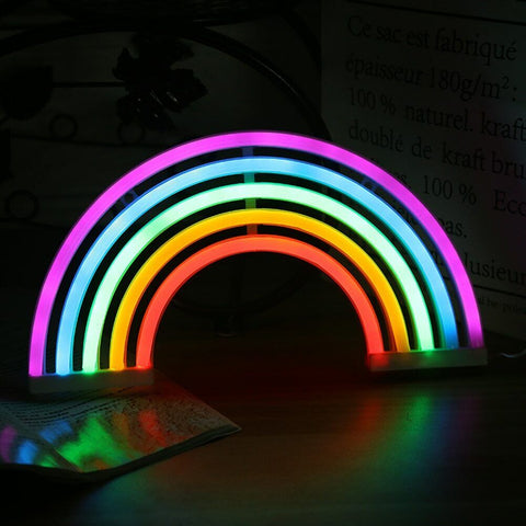 LED Kids Room Bedside Lamp Night Light Cute Rainbow Shape Neon Home Decor USB AU