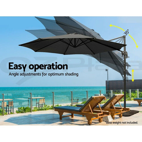 Instahut Umbrella Outdoor Umbrellas Roma Cantilever Sun Beach 360 Degree Black