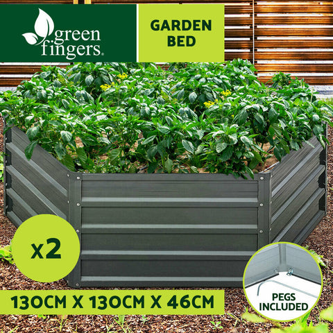Greenfingers Garden Bed 2x Galvanised Steel Raised Planter 130 x 130 x 46cm - Bright Tech Home