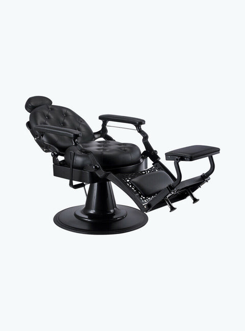 LUXURY BARBER CHAIR 5 year warranty - PREMIUM Black and BLACK - Bright Tech Home