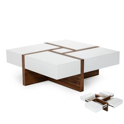 Willow Walnut White And Brown Criss Cross Coffee Table