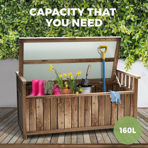 Livsip Outdoor Storage Box Wooden Garden Bench Chest Toy Tool Sheds Furniture