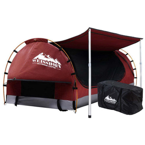 Weisshorn Double Swag Camping Swags Canvas Free Standing Dome Tent Red with 7CM - Bright Tech Home