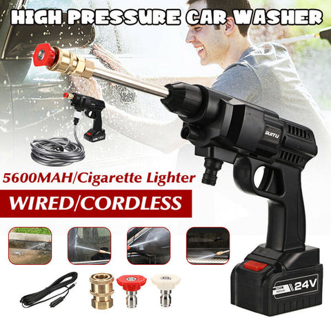 200W 24V Electric High Pressure Cordless Spray Gun Washer Cleaner with Hos b y - Bright Tech Home