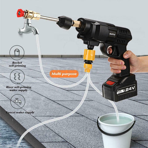 200W 24V Electric High Pressure Cordless Spray Gun Washer Cleaner with Hos b y - Bright Tech Home