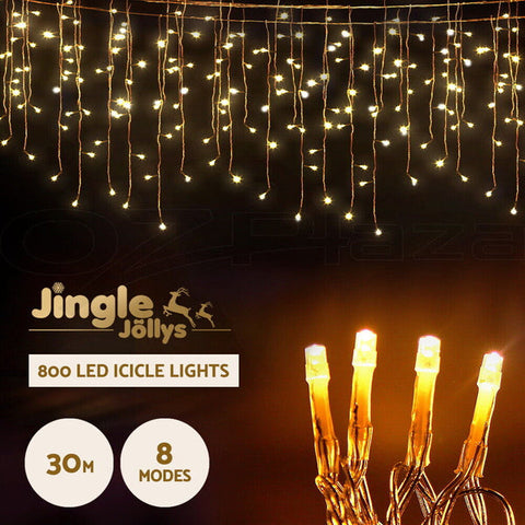 Jingle Jollys 30M Christmas Icicle Lights String Light Outdoor Xmas Lamp Warm