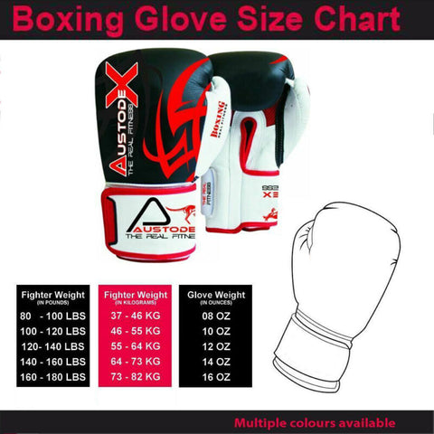 Austodex Boxing Sparring Gloves MMA Punch Bag Mitt UFC Fight Training 8oz-16oz