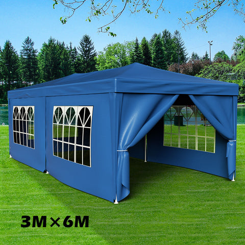 Gazebo Marquee 3x6 Camping Wedding Party Tent Canopy w/Side Wall&Windows